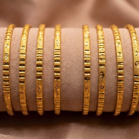 Premium RP Gold Bangles with Fine Textured Design (BG-0022)