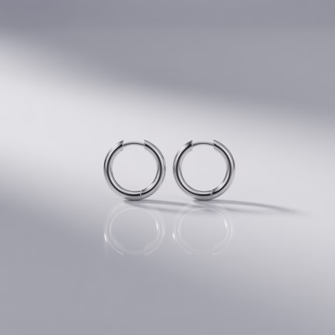 Stainless Steel Simple Silver Hoop Earrings (BLY-006)