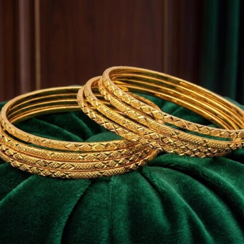 Beauitiful Bridal Style RP Gold Bangles Set (BG-0021)