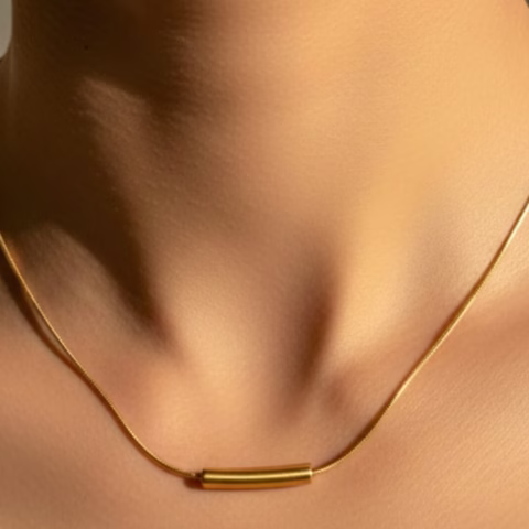 Golden Stainless Steel Sleek Bar Pendant (PD-0065)