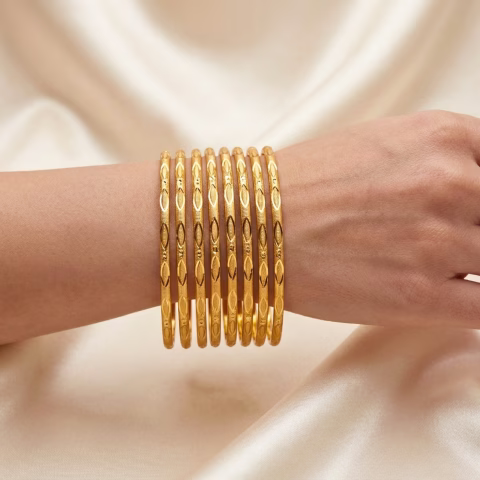Premium RP Gold Slim Bangles Set For Women (BG-0029)