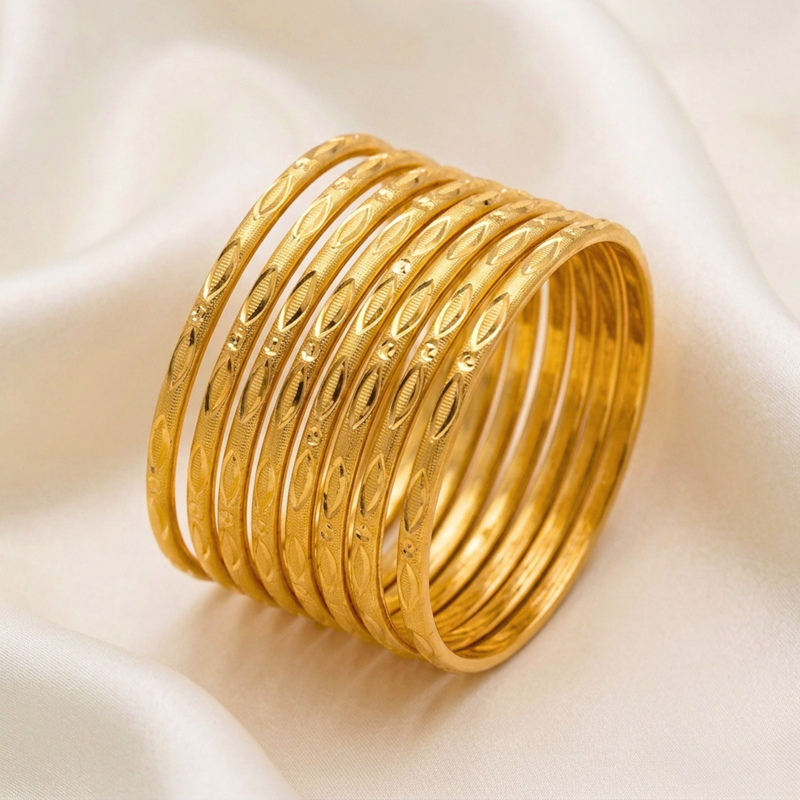 Premium RP Gold Slim Bangles Set For Women (BG-0029) - Image 2