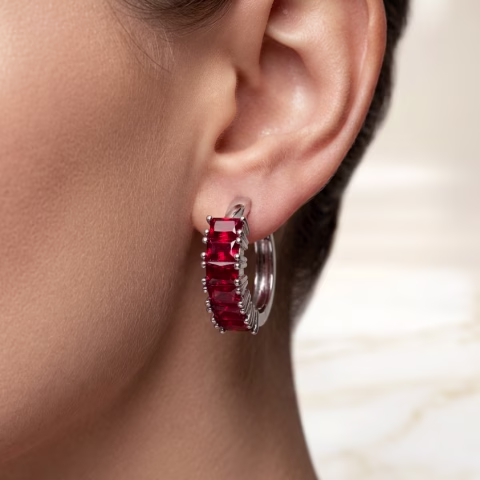 Casual Wear Silver Zircon Hoop Earrings (6 Colors Options) ER0060