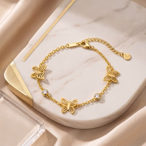 Korean Style Butterfly Stainless Steel Bracelet (BR-0056)