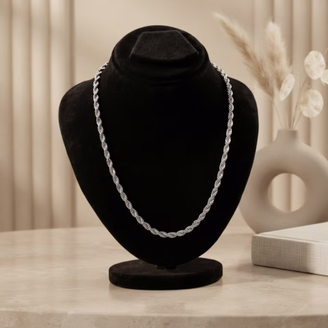 Premium Silver Unisex Rope Chain Necklace (PD-0064)