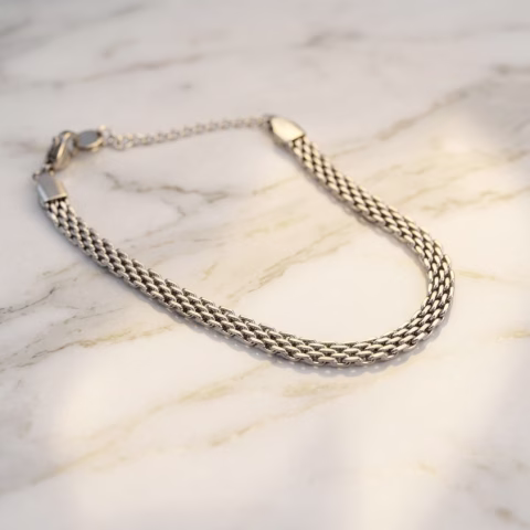 Premium Stainless Steel Silver Mesh Chain Bracelet (BR-0050)