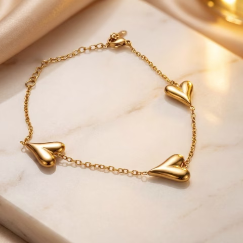 Stylish Triple Heart Stainless Steel Bracelet (BR-0047)