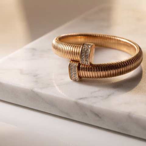 Luxury Party Wear Golden Zircon Openable Bracelet (BR-0038)