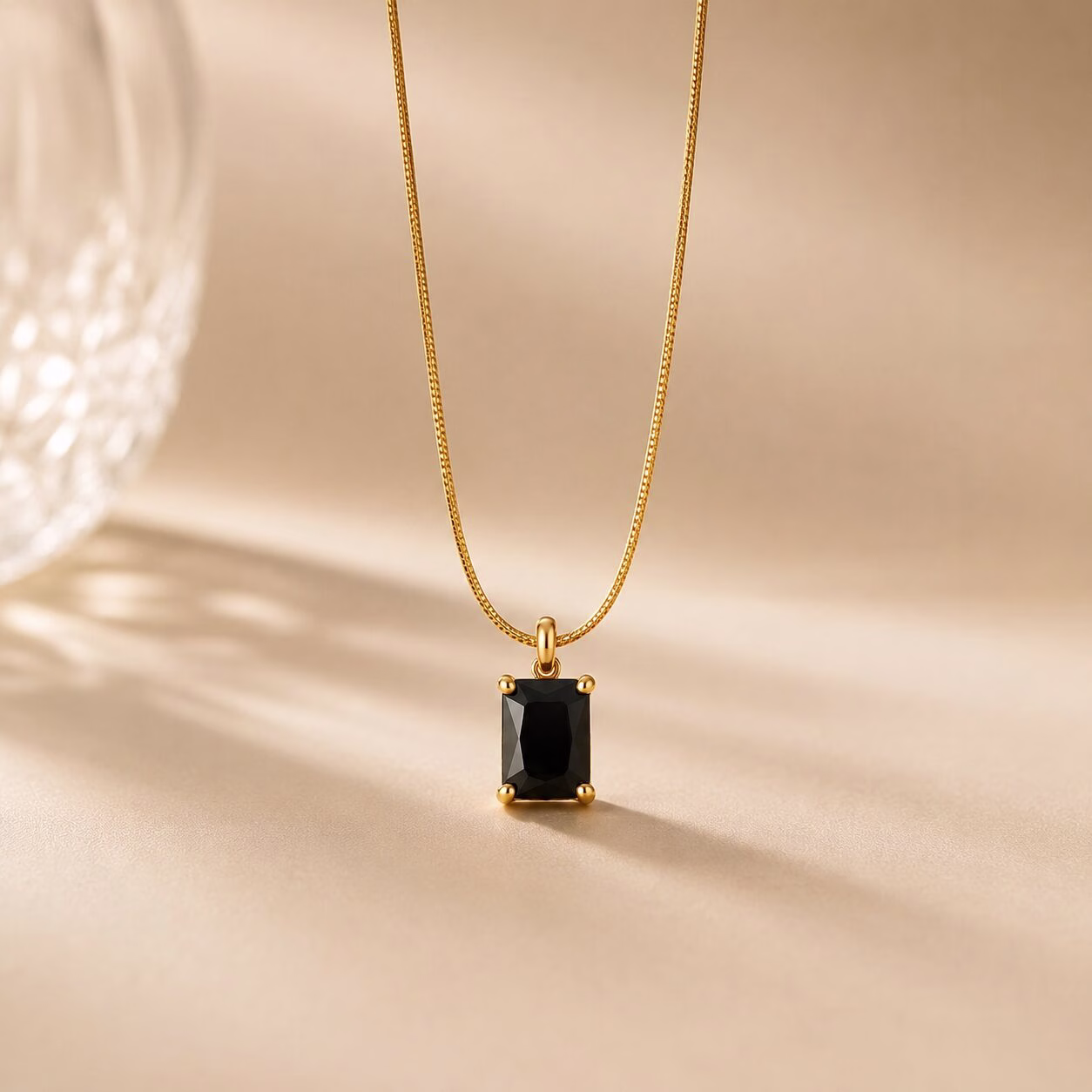 Stainless Steel Rectangular Single Zircon Stone Pendant with Chain (4 Colors Available) (PD-0057) - Image 4