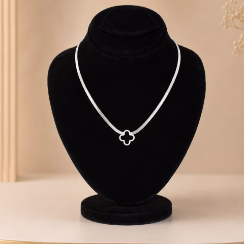 Premium Silver & Black Floral Stainless Steel Pendant (PD-0063)