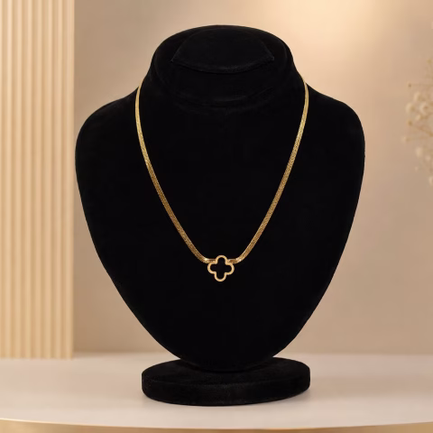 Premium Golden & Black Floral Stainless Steel Pendant (PD-0063)